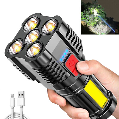 #ad High Powered LED Flashlight Super Bright Torch USB Rechargeable Lamp Outdoor $4.95