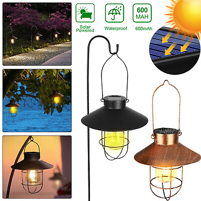 #ad Solar LED Hanging Lantern Light Outdoor Garden Lawn Waterproof Lamp Decor w Hook $25.98