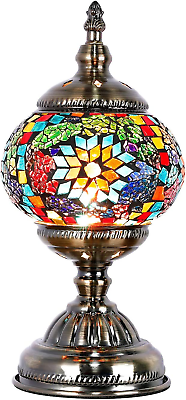 #ad Anton Turkish Mosaic Glass Decorative Table Lamp Moroccan Lantern Home Decor Nig $57.99