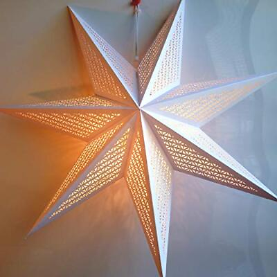 #ad Paper Star Lantern Decoration Cosmic White 7 Point Lighted Star Perfect for... $24.92