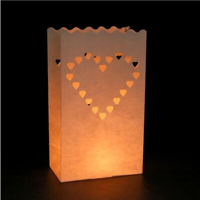 #ad Romantic Paper Lantern Light Holder Candle Heart Bags Wedding Party Decor 10Pcs $17.38
