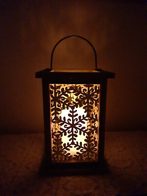 #ad Metal White Filigree amp; Wood Hanging Candle Lantern. Beautiful And Lightweight $18.00