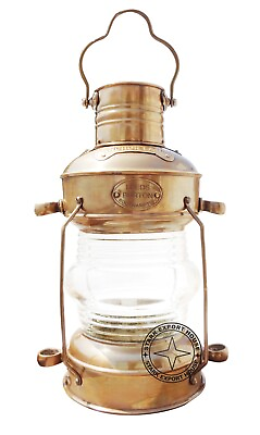 #ad Antique Brass Lantern Glass Table amp; Hanging Oil Lamp Home Decoration 14 inch CS $83.60