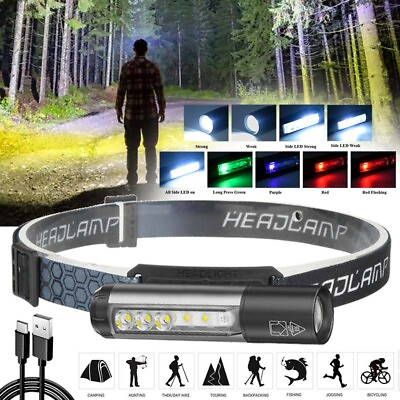 #ad LED Headlamp Flashlight 2 in 1 Detachable Headlight Rechargeable Working Lamps $15.99