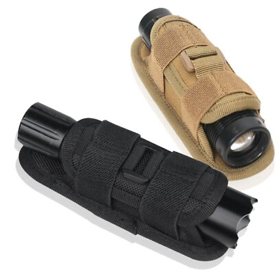 #ad Tactical Molle Flashlight Holster Pouch for Belt with 360 Degree Rotatable Clip $7.99