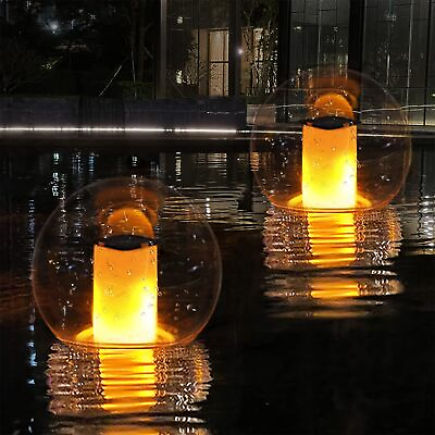 #ad Floating Pool Lights Solar Flame Lights Flickering IP68 Waterproof Ball Nigh... $62.87