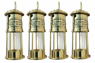 #ad Oil Lamp Lantern Vintage Antique Brass Nautical gift SET OF 4 Christmas Light $96.60