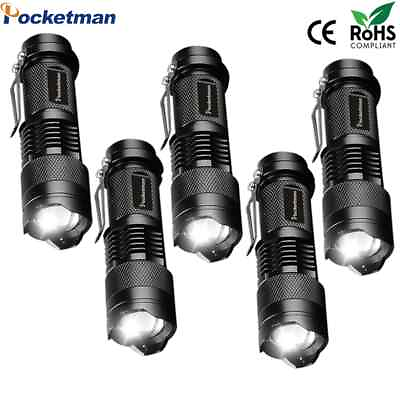 #ad #ad 1 2 5PCS Mini Tactical Flashlights Zoomable Flashlamp Powered by batteries $6.49
