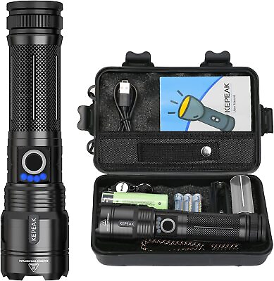 #ad 1000000 Lumens Super Bright LED Tactical Flashlight Rechargeable LED Work Light $21.84