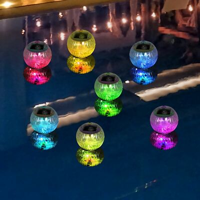 #ad Outdoor Solar LED Floating Lights Garden Pond Pool Lamp Rotating Color Change US $9.01