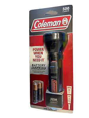 #ad NEW Coleman 325M Flashlight W Batteryguard 500 Lumens Batteries Included $24.95
