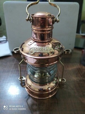 #ad #ad Copper amp; Brass Anchor Oil Lamp Maritime Ship Lantern Boat Light 14quot; Nautical $76.00