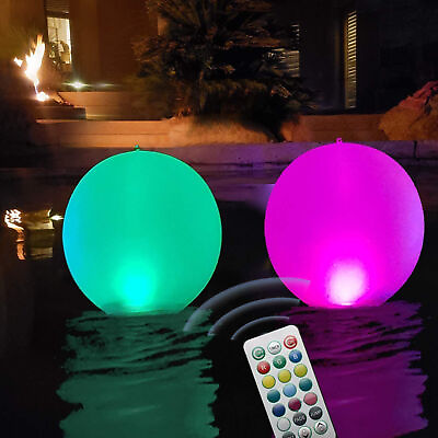 #ad Floating Pool Lights Dimmable Glow Orb Hot Tub LED Ball Night Light With Remote $13.33