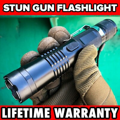 #ad #ad Black Tactical MILITARY Metal Stun Gun 10MV LED Flashlight Rechargeable NEW $16.10