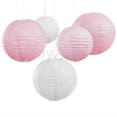 #ad 9x 30cm pink white paper lanterns wedding party baby shower home hanging decor AU $35.18
