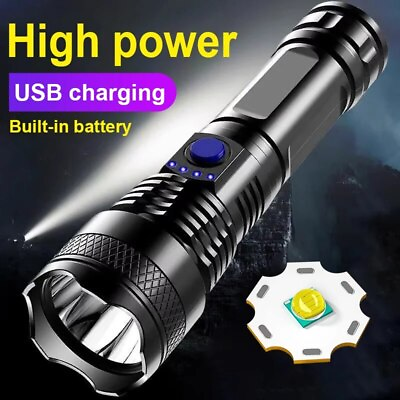 #ad 1500000LM LED Flashlight Tactical Light Super Bright Torch USB Rechargeable Lamp $9.99