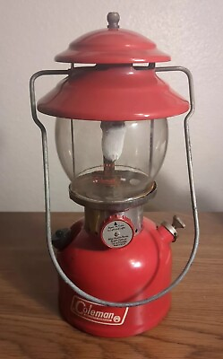 #ad Coleman Cherry Red 200A 1967 Vintage USA Kerosene Lantern Pyrex Glass Globe $200.00