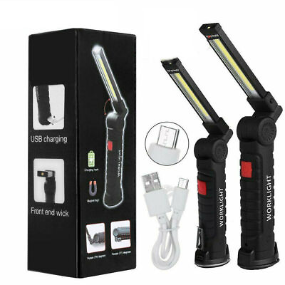 #ad Magnetic Rechargeable COB LED RED Work Light Lamp Flashlight Folding Torch $9.34