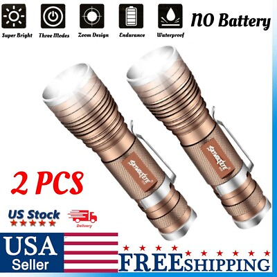 #ad #ad 2 Pack Mini Super Bright LED Flashlight Rechargeable Tactical Zoomable Torch $9.89