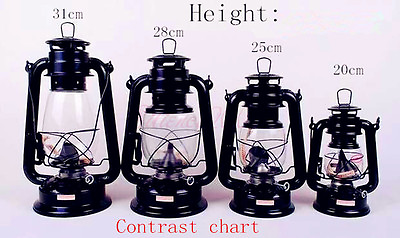 #ad 31cm Height Black Retro Lantern Outdoor Camp Kerosene Paraffin Hurricane Lamp $25.58
