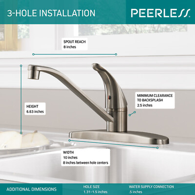 #ad Peerless Single Handle Kitchen Sink Faucet Stainless P110LF SS $44.00