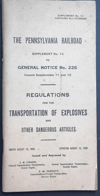 #ad #ad Pennsylvania Railroad Transportation of Explosives and Damgerous Articles 1928 $34.00