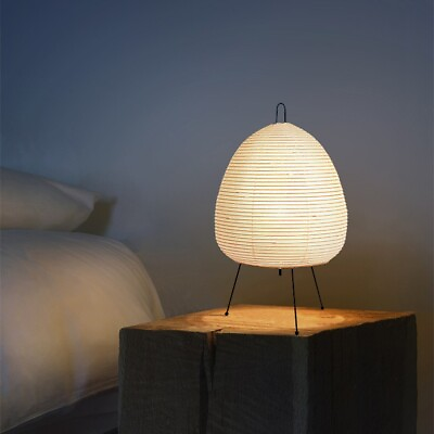 #ad Japanese Rice Paper Lantern Led Table Lamp Akari Noguchi Yong Stand for Bedroom $38.79