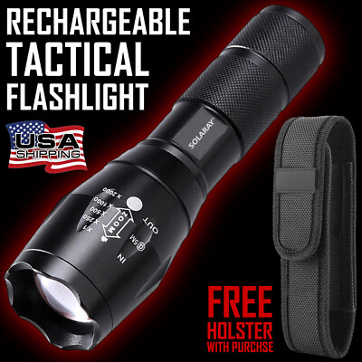 #ad Bright LED Tactical Flashlight With Rechargeable Battery $16.99