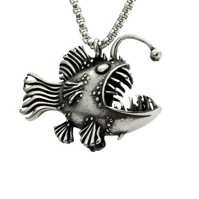 #ad Men#x27;s Street Hip Hop Vintage Stainless Steel Fish Pendant Necklace Jewelry Gifts C $4.31