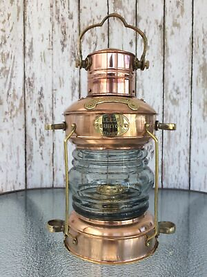 #ad Brass amp; Copper Anchor Oil Lamp Nautical Maritime Ship Lantern Boat Light Lamp $88.00