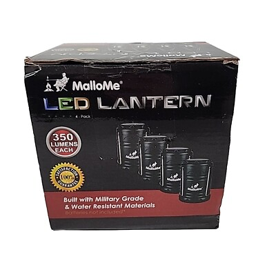#ad MalloMe 4 Pk Lanterns Battery Powered LED Camping Lantern Emergency Hurricane $22.49