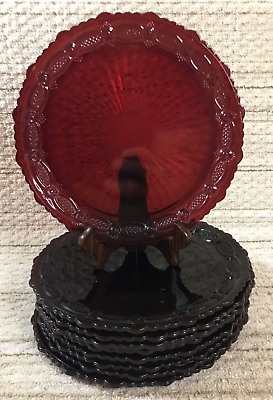 #ad Vintage Avon 1876 CAPE COD Ruby Red Glass Dinner Plate 10.5quot; Collectable $26.95
