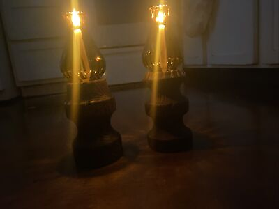 #ad #ad Vintage Solid Wood And Glass Candle Lanterns $179.00