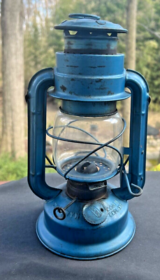 #ad VINTAGE CHALWYN LANTERN MADE IN ENGLAND Tropic Blue Color original paint glass $35.00