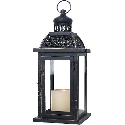 #ad Large Candle Lanterns Decorative Indoor 14.4quot; Outdoor Lantern with Clear Gla... $41.39