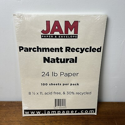 #ad JAM Paper Parchment Natural Recycled 24lb Paper 8.5 x 11 100 Sheets Pack $12.99