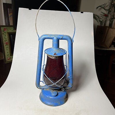 #ad Antique Vintage Dietz Embury Supreme 210 Lantern Red Globe $45.00