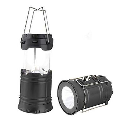 #ad LED Camping Lantern Solar and Rechargeable Lantern Flashlight Black $15.68