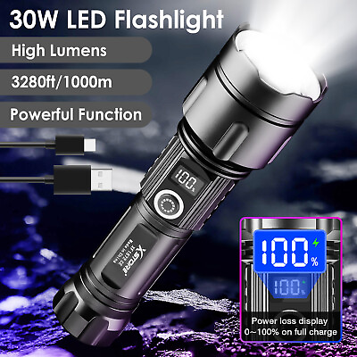 #ad Super Bright 2000000LM LED Flashlight Rechargeable Tactical Work Light Torch $25.99