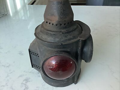 #ad Rare Adlake Lamp Railroad Truck Train Lantern Antique Red Clear Glass Old $179.99
