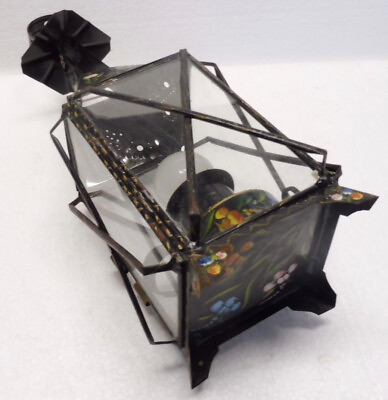 #ad Antique Pretty Lantern Suspension Metal Pattern Painted Flowers Chandelier $22.38