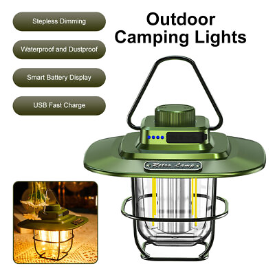 #ad LED Retro Lantern Lamp Light Waterproof Portable Rechargeable for Garden Yard $20.61