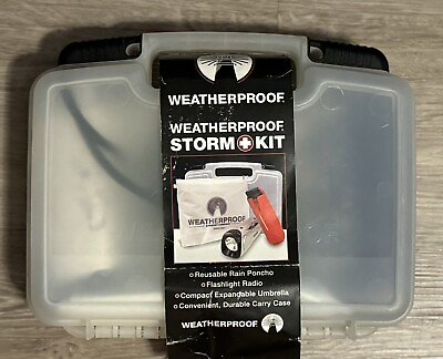 #ad Weatherproof Storm Kit Flashlight Radio Reusable Poncho Compact Umbrella $39.99