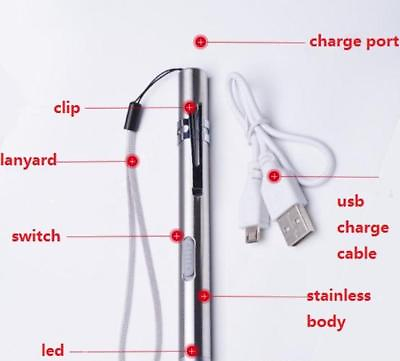 #ad 5quot; LED USB RECHARGEABLE MINI FLASHLIGHT Stainless Steel Pen Light 1000 Lumens $13.95