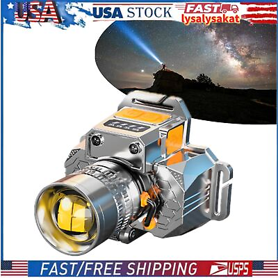 #ad Head Mounted Induction Zoomable Super Bright Flashlight Led Headlamp $13.99