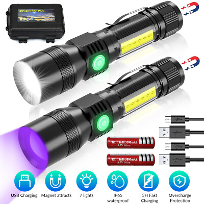 #ad Rechargeable 90000LM LED Flashlight Tactical Police Super Bright Torch Zoomable $22.99
