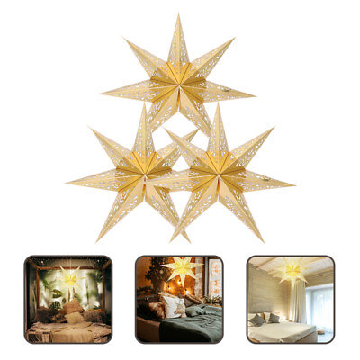 #ad 3 Pcs Star Decorative Lampshade White Card Paper Light Xmas Window $12.82