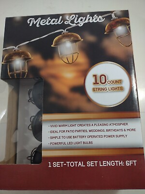 #ad String Lantern String Lights Clear Wire Battery Powered 10 Metal Caged $19.96