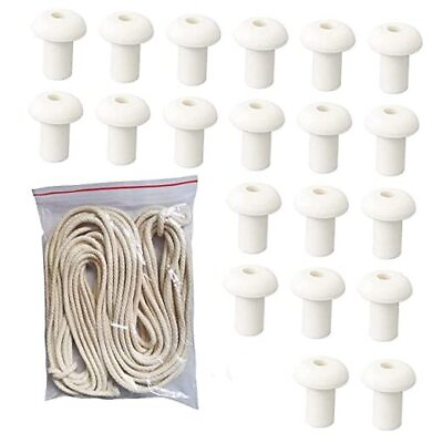 #ad 20 Pcs Ceramic Oil Lamp Holders with 50 Feet Roll of 1 4quot; Round Cotton Wicks $29.79