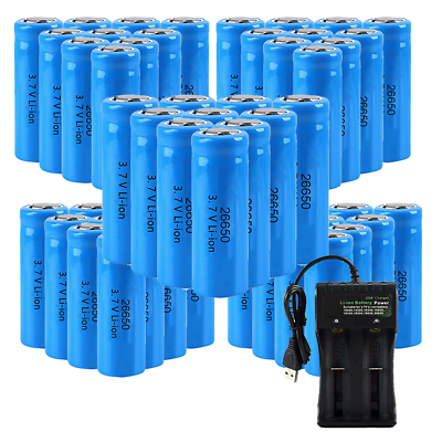 #ad LED flashlight headlamp 26650 Battery 3.7V Li ion Rechargeable Batteries LOT US $107.34